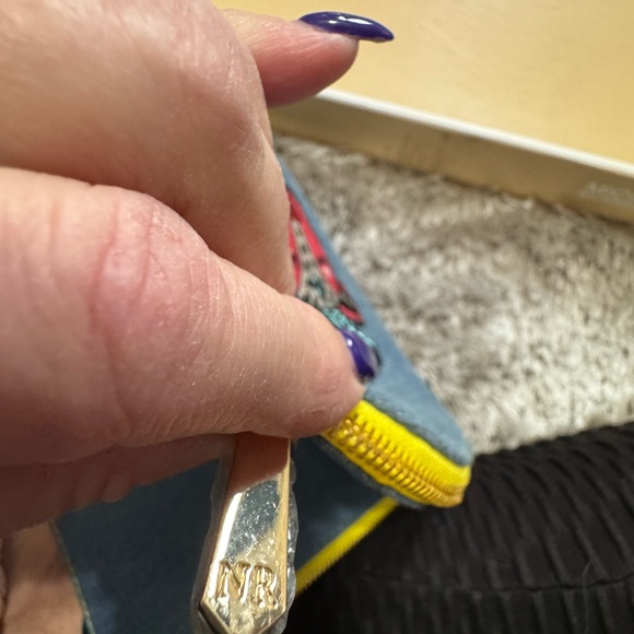 Nina Ricci Blue Cosmetic Bag with Embroidered Designs - Picture 6 of 7